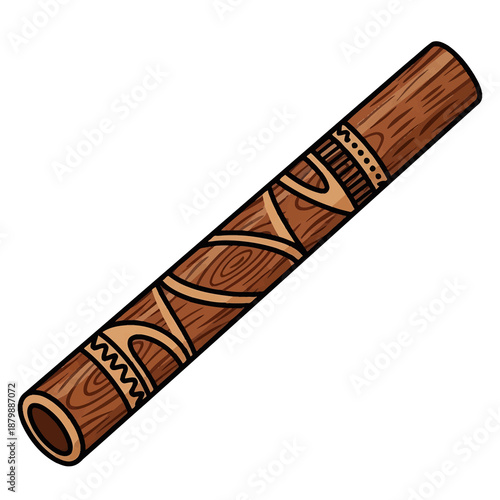 Illustration of a decorated cigar tube viewed from above on a plain background