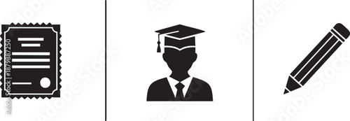 Education and Writing Icons Set Student Pen