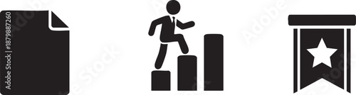 Education and Ranking Icons Set Grade Chart