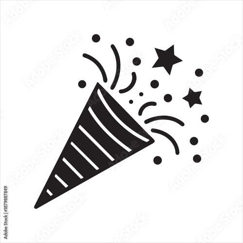Party Popper Line Art Style Icon Vector