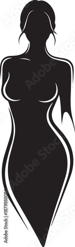 Abstract black silhouette of a woman with flowing lines