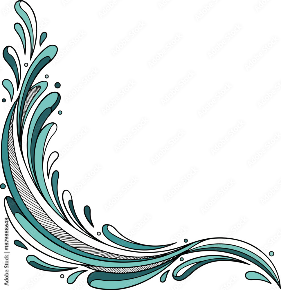Fototapeta premium Teal Water Splash Border