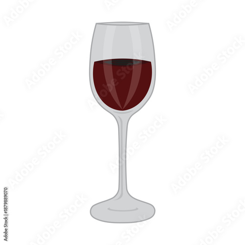 Vector Wine Glass Illustration Elegant Alcohol Drink Icon, Red Wine Goblet Silhouette, Editable Flat Design for Restaurant Menu, Bar Logo, Winery Branding, Celebration Poster, UI App, Graphics Project