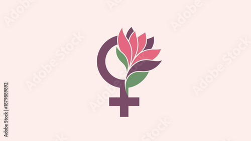 Feminine Symbolism A Delicate Floral Arrangement Integrated with the Venus Sign Representing Strength and Beauty