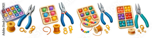 Colorful crafting supplies for creative beading projects