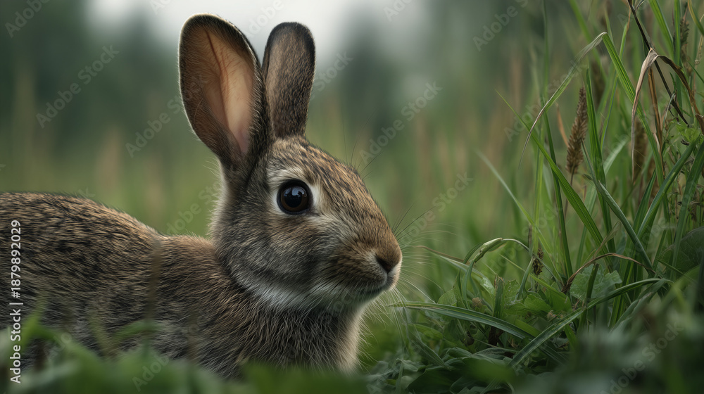 Fototapeta premium Rabbit in grass close-up