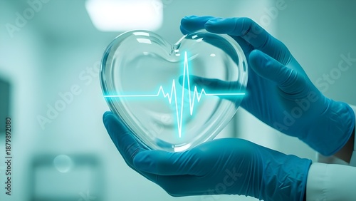Cirujano con corazón de cristal, atención sanitaria futurista e innovación