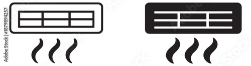 Minimalist icon air conditioner set featuring outline and solid styles for climate control