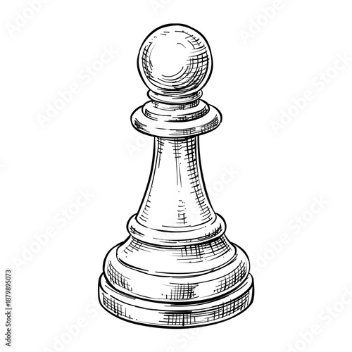 pawn chess piece vector line art hand drawn illustration