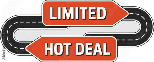 Limited Offer and Hot Deal Road Sign Arrows Vector Illustration