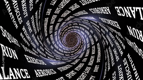 GYM Keywords on the Tunnel Walls, Animation, Background, Loop
