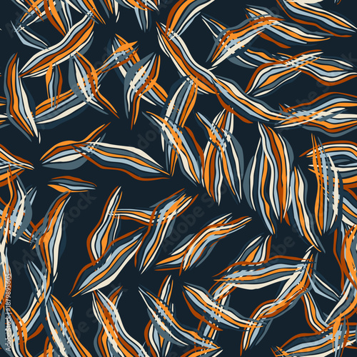 Seamless pattern with leaves sketch.  For wrapping paper. Ideal for wallpaper, surface textures, textiles.