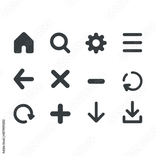 Universal Web Navigation and Essential Action Icons - Minimalist UI Symbols