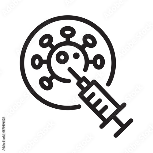 Vaccination against a virus a syringe injecting into a circular cell structure