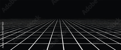 A black grid background with white lines, vector illustration