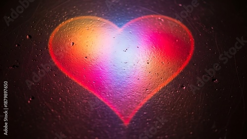 Artistic Textured Multi-Colored Heart Glowing on Dark Surface