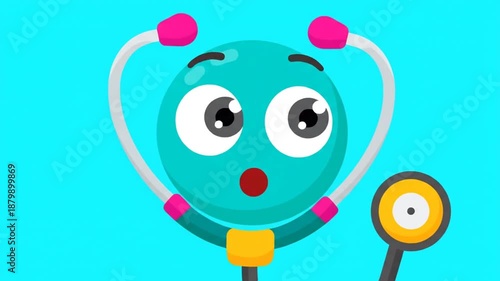 Animated Doctor Character with Stethoscope on Blue Background.