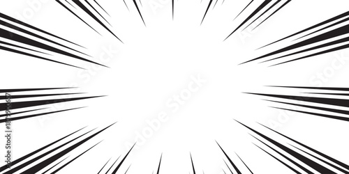 Fast speed lines on white background. Anime comic speed lines movement effect. Vector illustration.