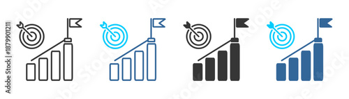 target achievement icon set multiple style collection	