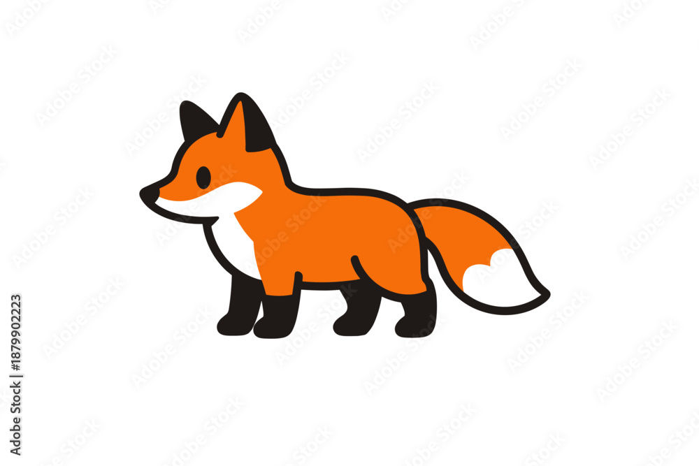 Obraz premium Adorable cartoon fox illustration with simplified design and bold colors