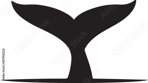 Whale tail silhouette above waterline, modern icon