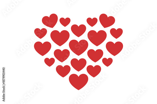 A large heart shape is formed from many smaller red hearts.