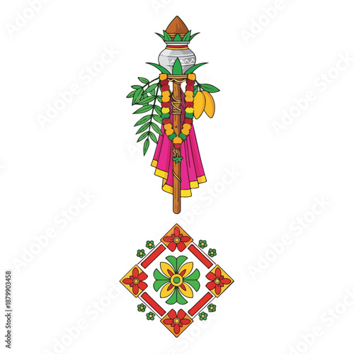 Hindu Ritual Object and Decorative Tile