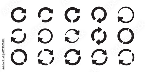 Collection of Circular Arrow Icons and Refresh Symbols.