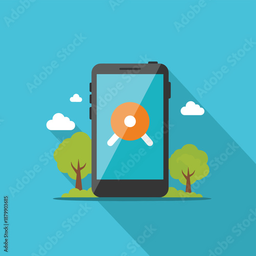 Mobile App Interface with Orange Icon