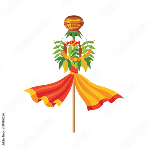 Dancing Dholi Nai with colorful scarf and festoon