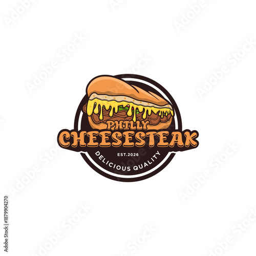 A modern and illustrative mascot-style logo with a retro feel, perfect for an American street food-themed culinary business.