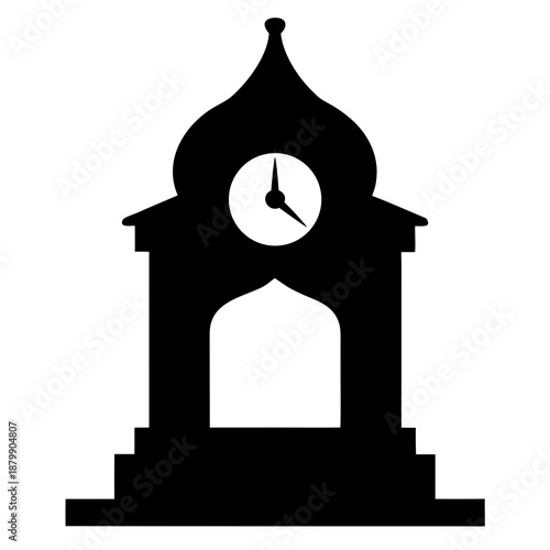 Minimalist black silhouette of a stylized bird or creature viewed from behind on a white background  Open holy book on a rehal stand, a symbol of religious study and devotion