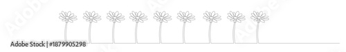 Continuous line art of several flower stems. Houseplant concept. This image is for a flower shop banner. Vector illustration.