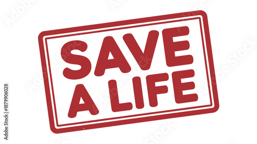 Red save a life stamp design isolated on transparent background