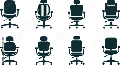 Office Chairs Set Vector Icons