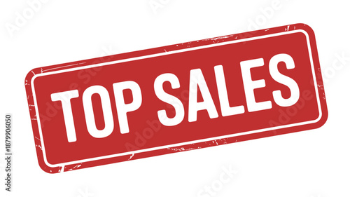Red top sales stamp badge with bold white text isolated on transparent background