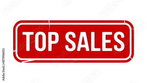 Red rectangular top sales badge with bold white text isolated on transparent background
