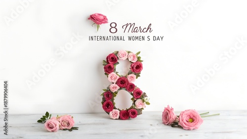 Floral Female Symbol Made of Roses Minimal White Space