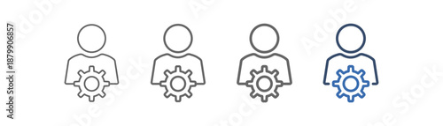 
Outline icon set competency with people and gear design