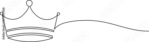 Simple Three Point Crown Continuous Line Art Minimalist Vector