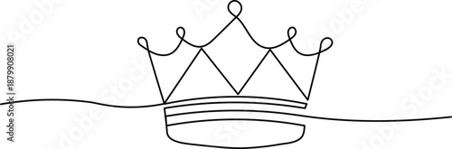 Geometric Five Point Crown One Line Art Minimalist Vector Sketch