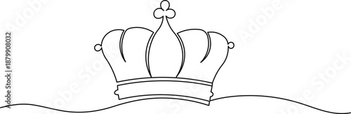 Rounded Royal Crown Continuous Line Art Minimalist Vector Drawing