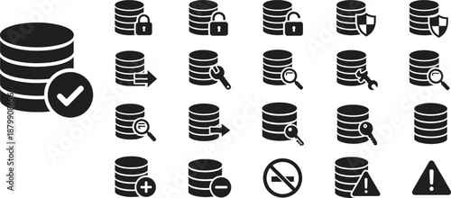 database security icons set for web design