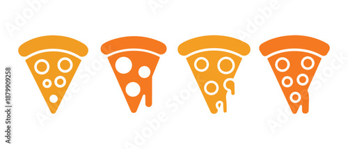 Pizza Slices Icon Set. Minimalist Food Graphic Design.