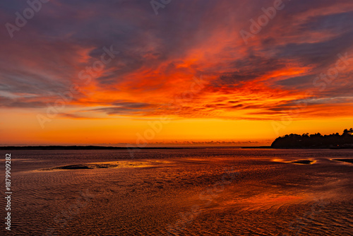 Sunset on the Oregon coast at Siletz Bay