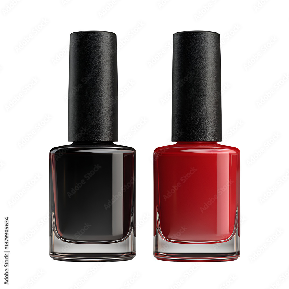 Obraz premium Classic black and vibrant red nail polish bottles for elegant and bold manicures