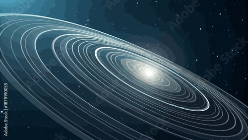 Stunning galaxy with swirling white rings in deep space