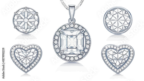 Elegant diamond jewelry set with necklace and earrings