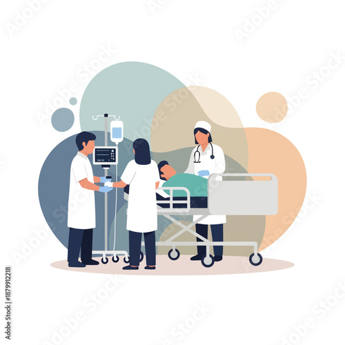 Medical Team Tending to Patient on Gurney.