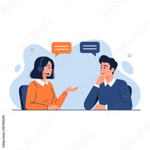 Man and Woman Having Conversation Together.